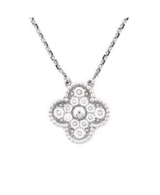 Vintage Alhambra Pendant Necklace 18K White Gold and Diamonds
