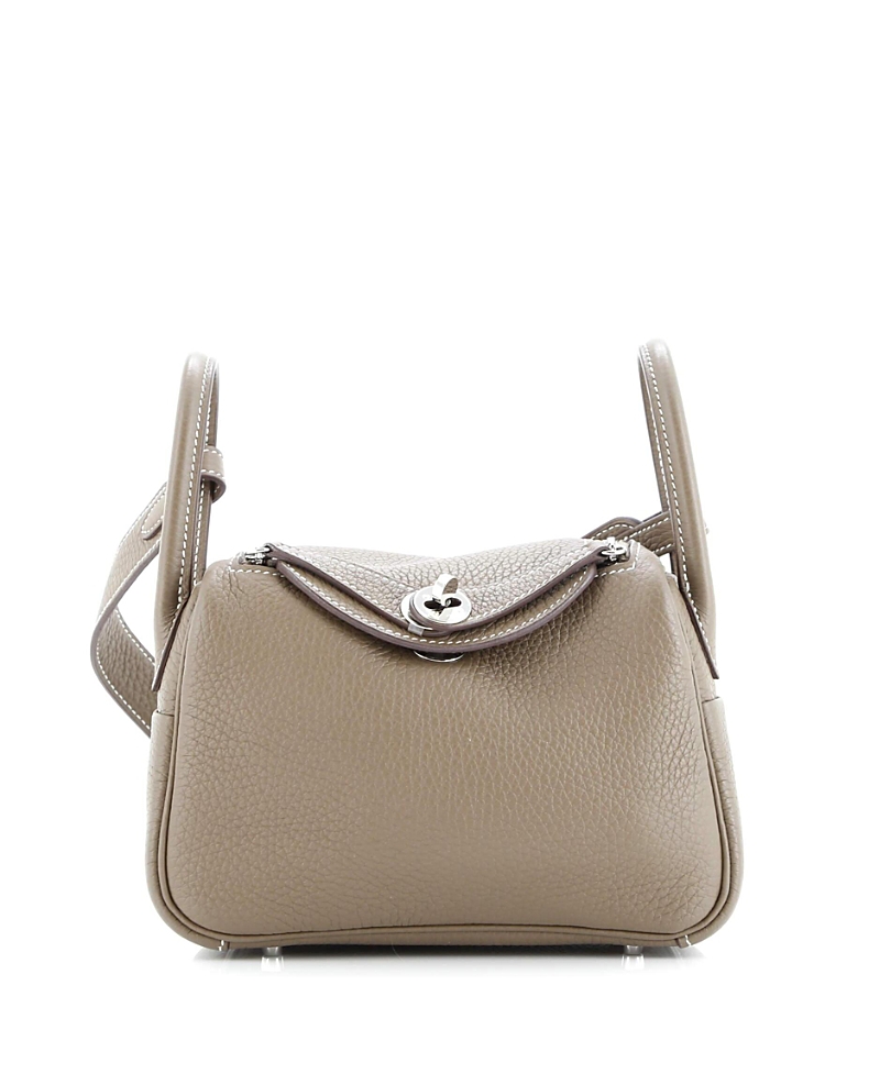 Pre-owned Pre-owned Hermes Hermes Mini Lindy Bag Clemence In Gray