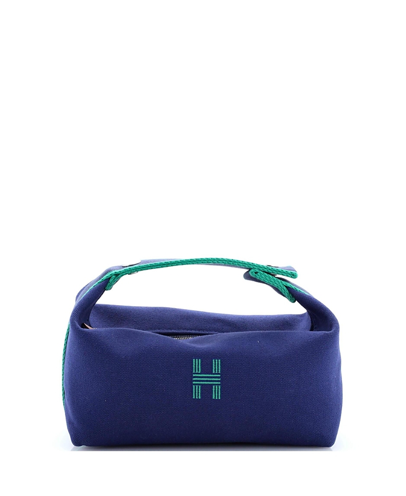 Pre-owned Pre-owned Hermes Hermes Pm Bride-a-brac Travel Case Toile In Blue