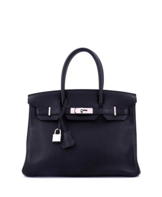Pre-Owned HERMÈS - Birkin 30 Handbag Black Clemence with Palladium Hardware