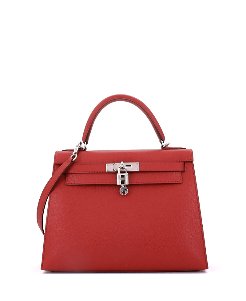 Pre-owned Pre-owned Hermes Hermes Kelly 28 Handbag Red Epsom With Palladium Hardware