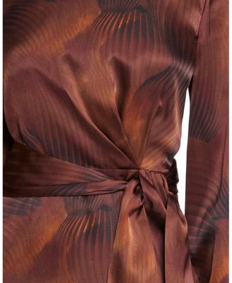 Darya Long Sleeve Dress in Abstract Printed Silk