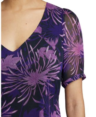 Bianca in Floral Abstract Crinkled Georgette Shift Dress