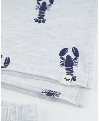  Unisex Lobsters Print Raw Edge Slub Short Set - Baby, Little Kid