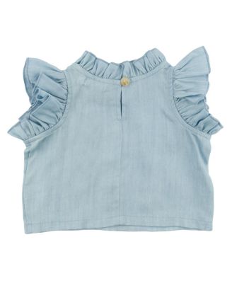  Girls' Lola Stars Applique with Ruffle Lyocell Denim Blouse - Baby, Little Kid