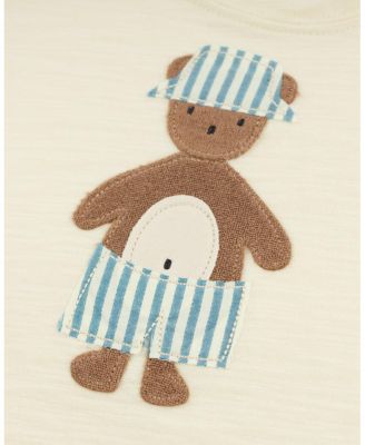 Unisex Raw Edge Slub Beach Bear Applique Tee - Baby