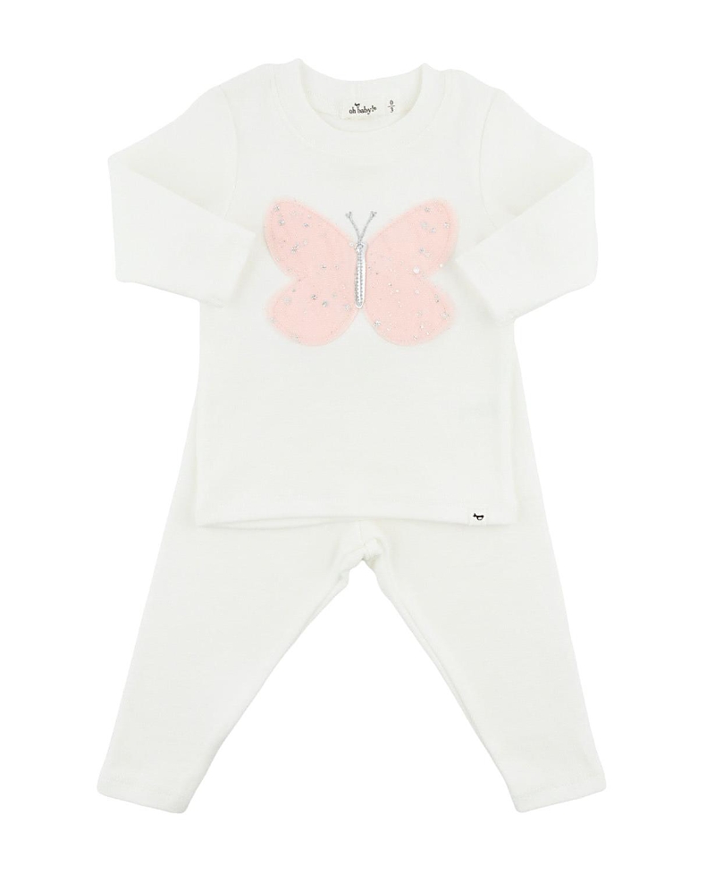 oh baby! Girls' Butterfly Fleck Tulle Applique 2-Piece Set - Baby