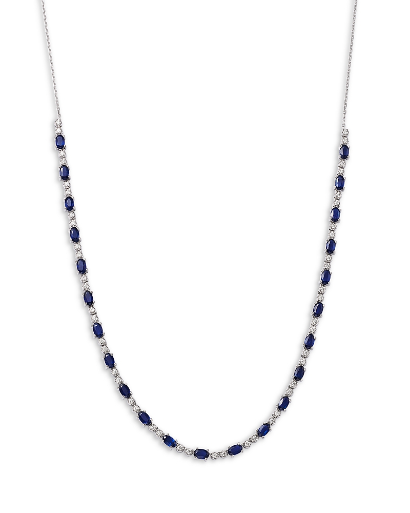 Bloomingdale's Fine Collection Emerald Or Sapphire & Diamond Collar Necklace In 14k White Gold, 18 In Multi