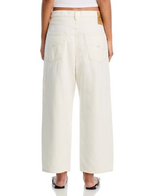 Georgia High Rise Cropped Wide Leg Jeans in Vintage Cream White