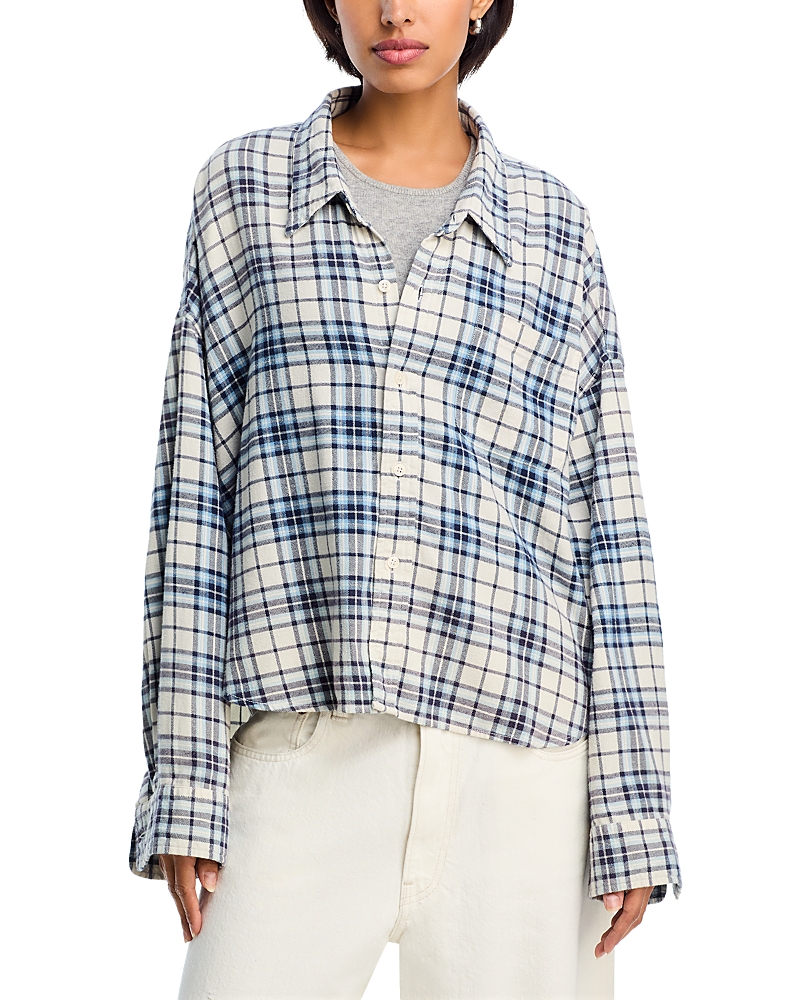 Denimist Cropped Button Front Shirt In Blue