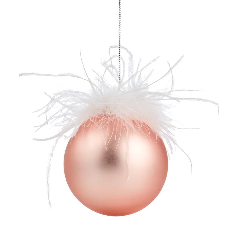 Bloomingdale's Glass And Feather Ball Ornament - Exclusive In Pink