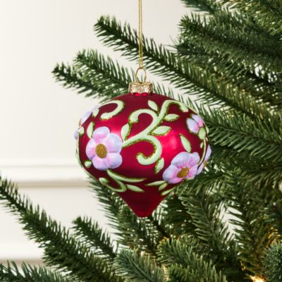 Glass Floral Onion Ball Ornament - Exclusive