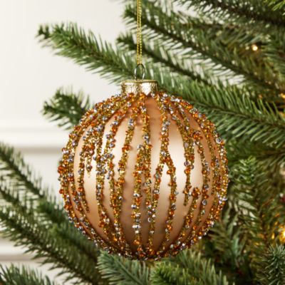 Gold Sequin Glass Ball Ornament - Exclusive