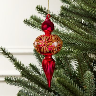 Glass Red Finial Ornament - Exclusive