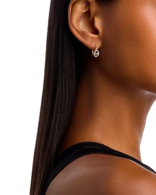 Diamond Link Huggie Hoop Earrings in 14K Yellow Gold, 0.20 tcw