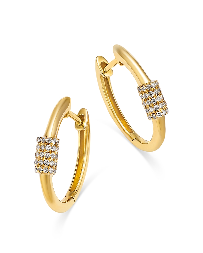 Bloomingdale's Fine Collection Diamond Huggie Hoop Earrings In 14k Yellow Gold, 0.25 Tcw In Gold