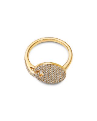 Pave Diamond Disc Ring in 14K Yellow Gold, 0.7 tcw