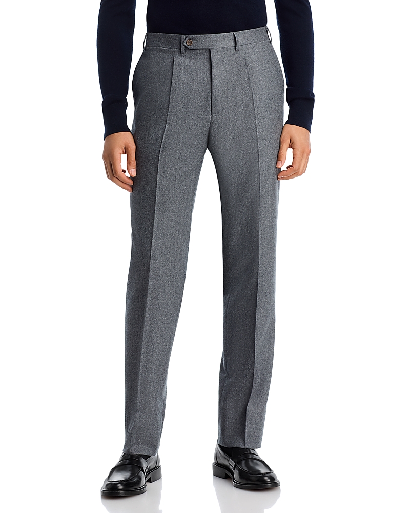 Canali Monza Slim Fit Wool Flannel Trousers In Gray
