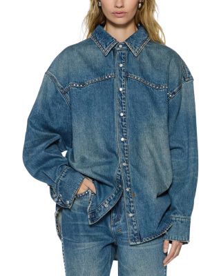 Oversized Studded Denim Shirt