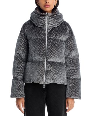 Sequin Velvet Short Puffer Coat
