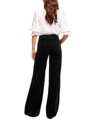 Cindy High Rise Wide Leg Jeans in Black Velvet