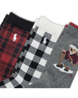 Unisex Holiday Sled Bear Socks, Pack of 3 - Little Kid, Big Kid