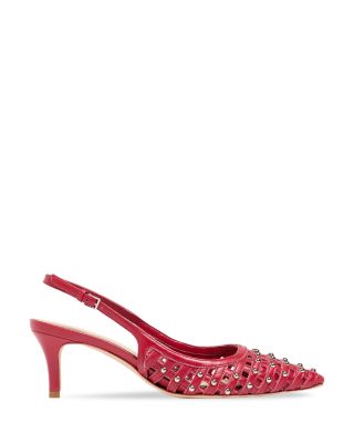 Women's Rena Leather Cage Studded Slingback Pumps