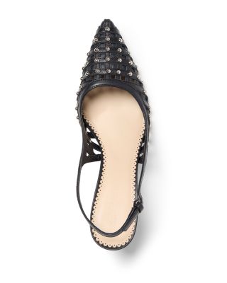 Women's Rena Leather Cage Studded Slingback Pumps