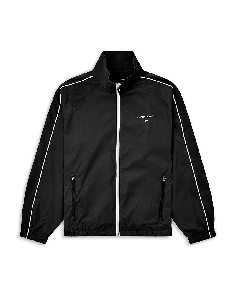 Paper Planes Open Bottom Track Jacket In Black