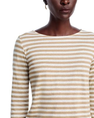 Striped Three Quarter Sleeve Tee