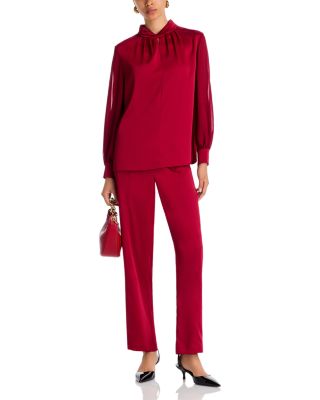 Twist Neck Keyhole Blouse