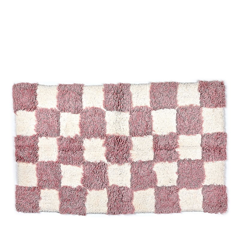 Mackenzie-childs Mackenzie Childs Checkerboard Pink Bath Rug In Pink