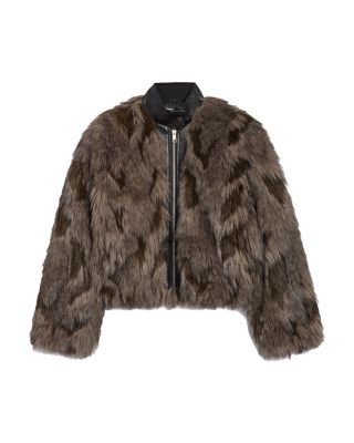 Lillet Faux Fur Patchwork Bomber Jacket