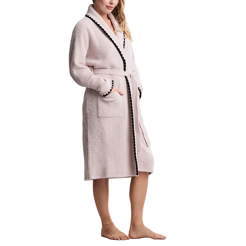 Barefoot Dreams Cozychic Blanket Stitch Robe In Pink
