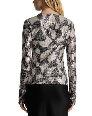 Cubist Geometric Paillettes Top