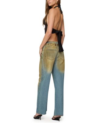 Aiva Backless Plunge Neck Halter Top