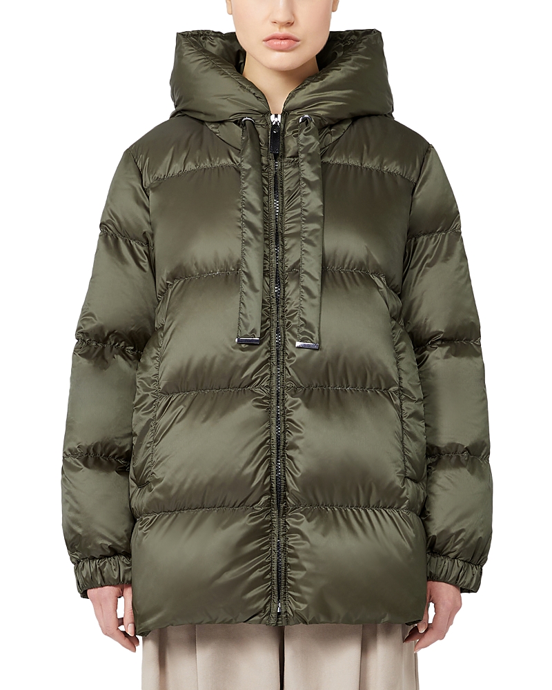 Max Mara The Cube Seia Hooded Down Jacket In Green
