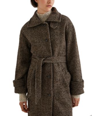 Belted Herringbone Coat