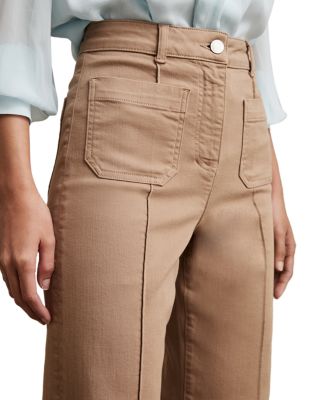 Sakura Patch Pocket Flare Jeans in Taupe Neutral 