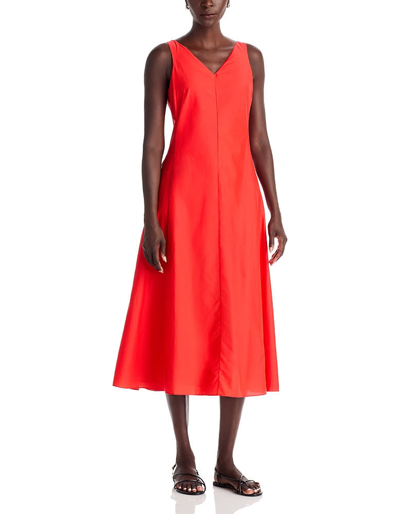 Theory Cutout Back Sleeveless Midi Dress In Red