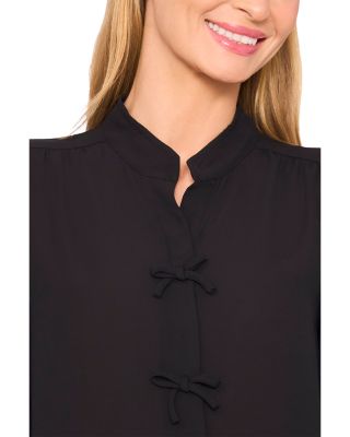 Puff Sleeve Bow Placket Blouse