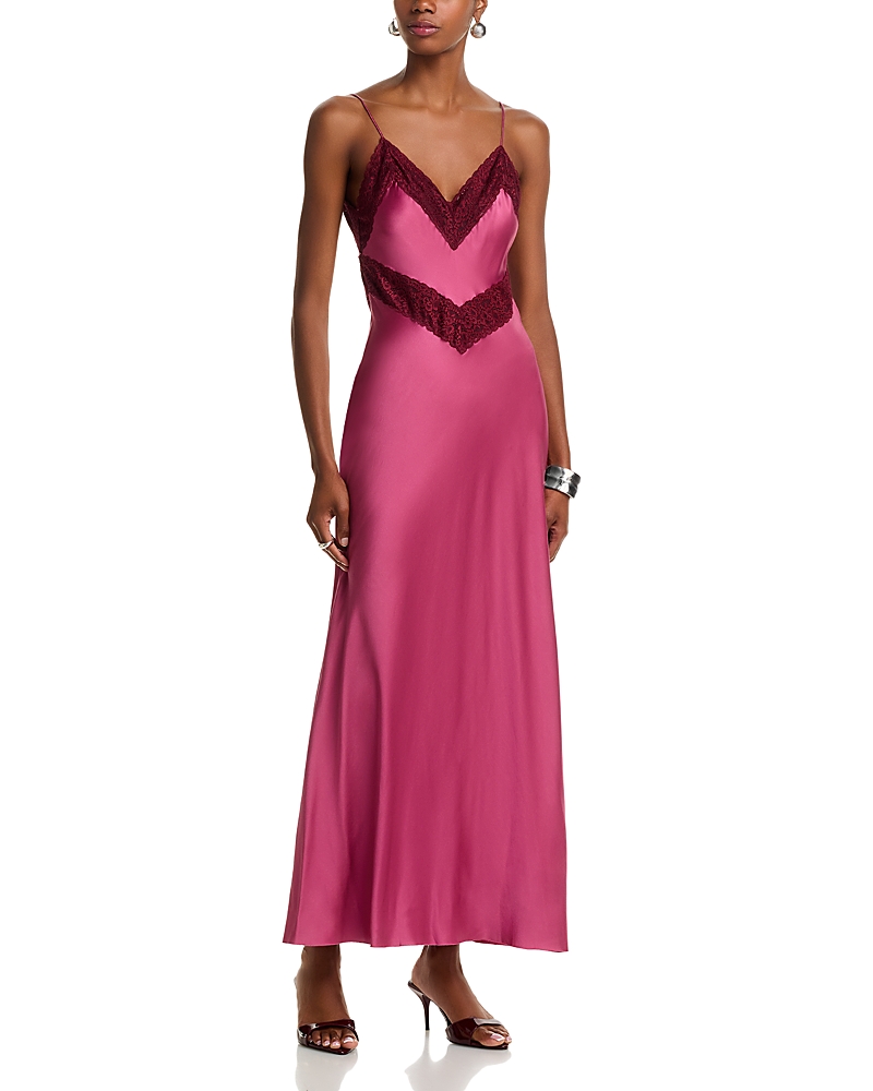 Loveshackfancy Serita Lace Silk Slipdress In Pink