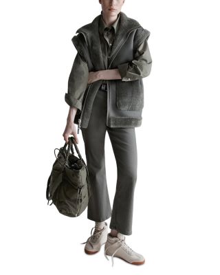 Artemio High Rise Flare Leg Jeans in Olive