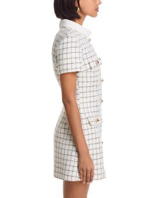 Windowpane Check Boucl&eacute; Mini Dress