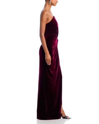 Burgundy Velvet Bandeau Maxi Dress