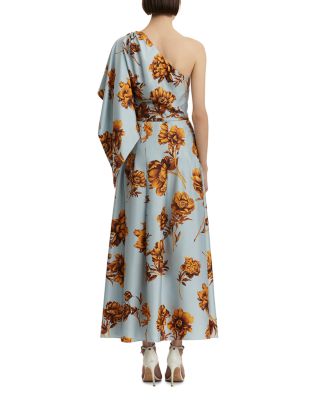 One Shoulder Silk Drape Dress