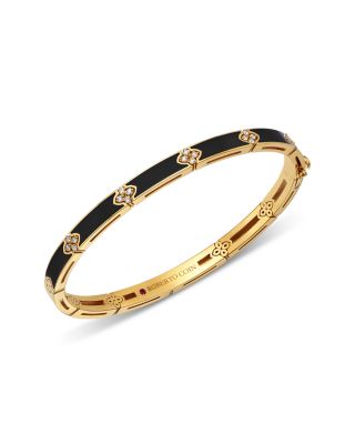 18K Yellow Gold Diamond Love in Verona Ceramic Enamel Bangle Bracelet