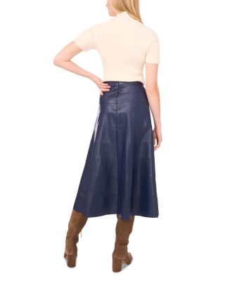 Faux Leather Seamed Skirt