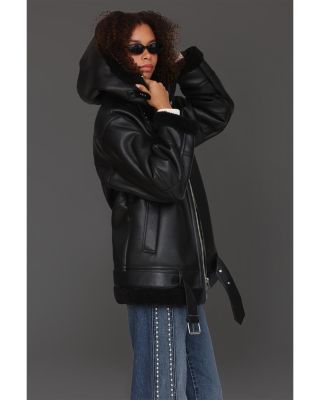 Faux Shearling Hooded Coat