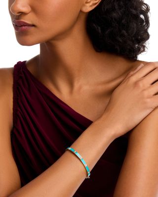 18K Yellow Gold Diamond Love in Verona Ceramic Enamel Bangle Bracelet